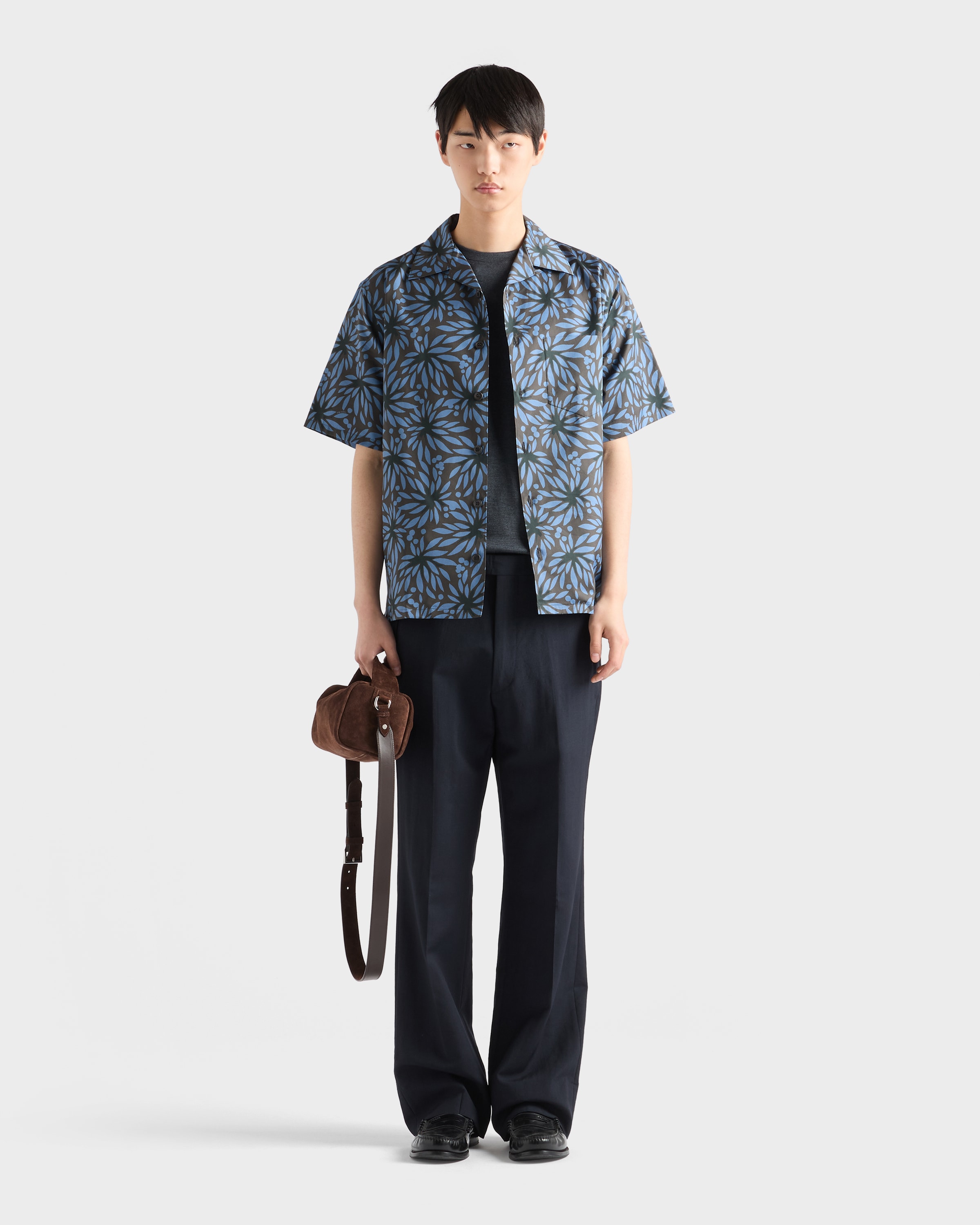 ヘマタイト/ネロ プリントコットン ボウリングシャツ | PRADA - 日本