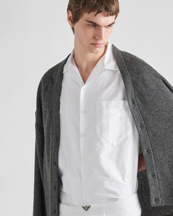 قميص قطن بأكمام قصيرة - أبيض قميص قطن بأكمام قصيرة - أبيض