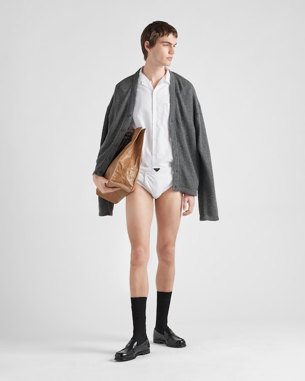 قميص قطن بأكمام قصيرة - أبيض قميص قطن بأكمام قصيرة - أبيض