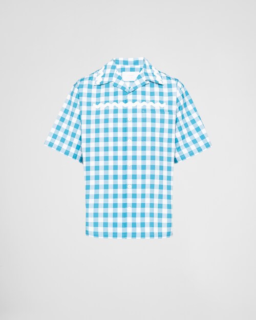 Prada Camicia maniche corte in cotone Vichy con passamaneria 1