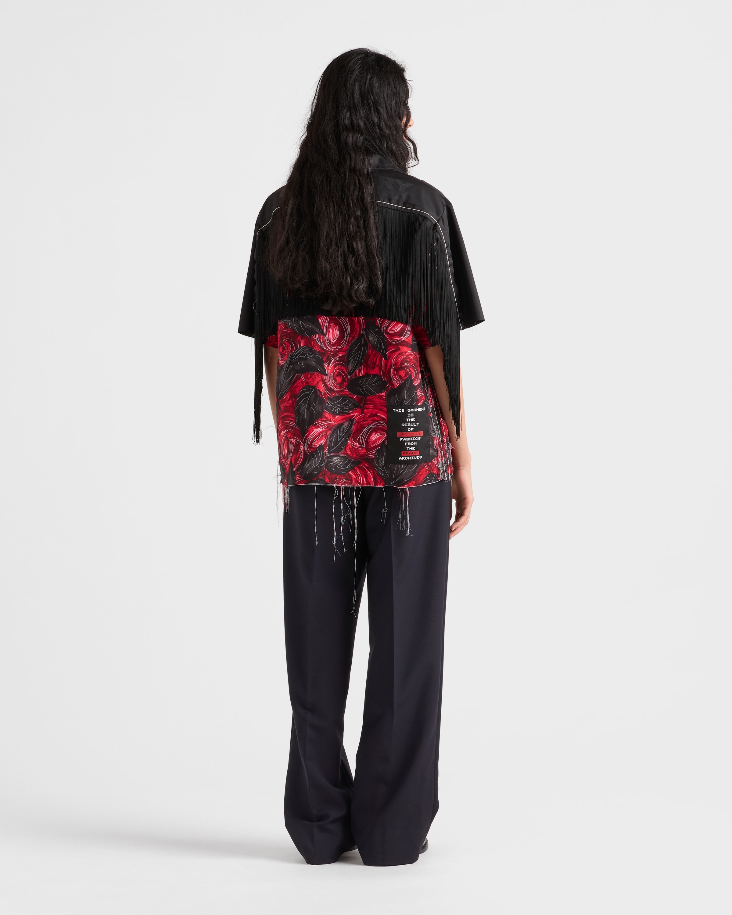 Red Timecapsule Printed Shirt With Fringes | PRADA - Japan