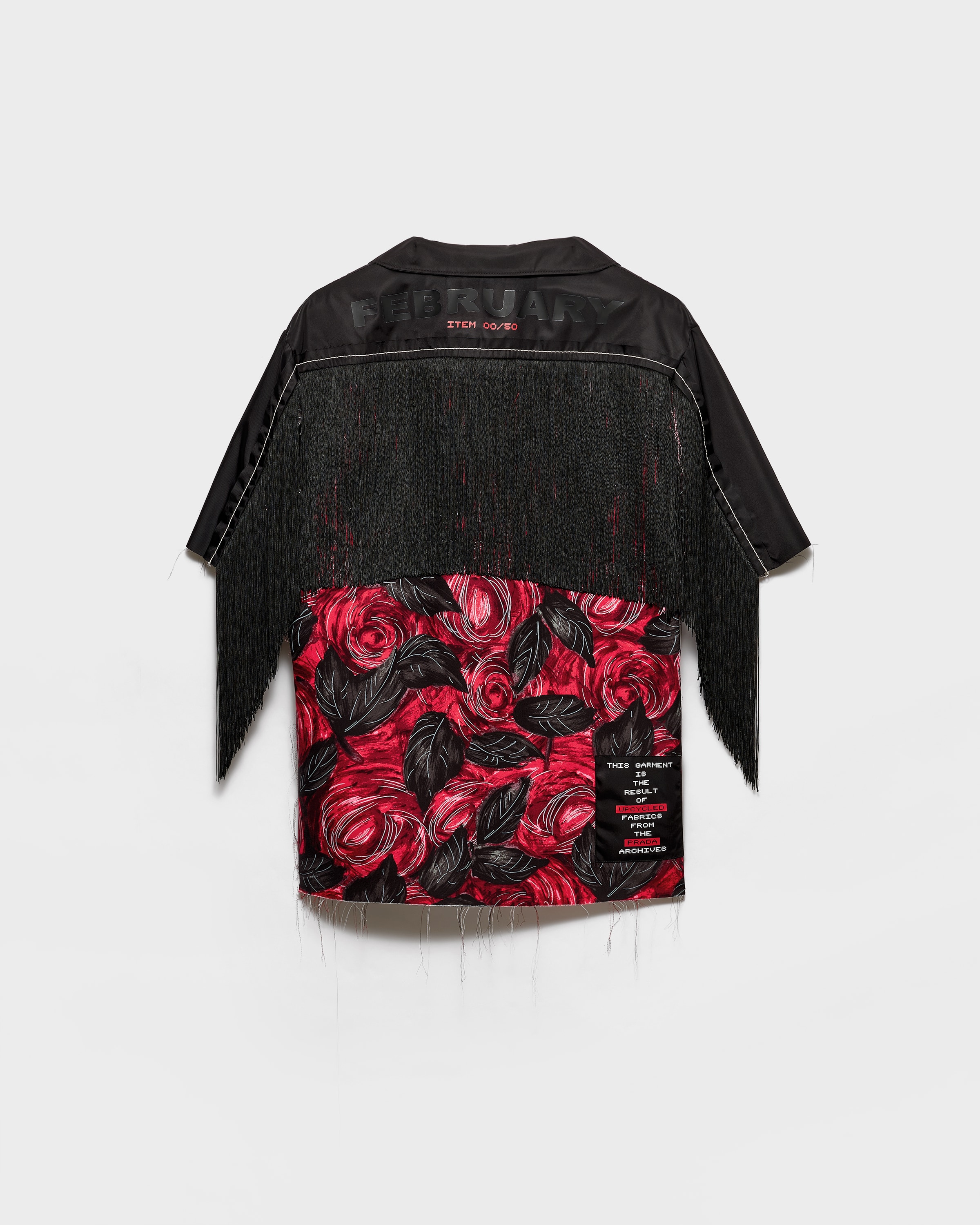 レッド タイムカプセルプリントシャツ フリンジ付 | PRADA - 日本