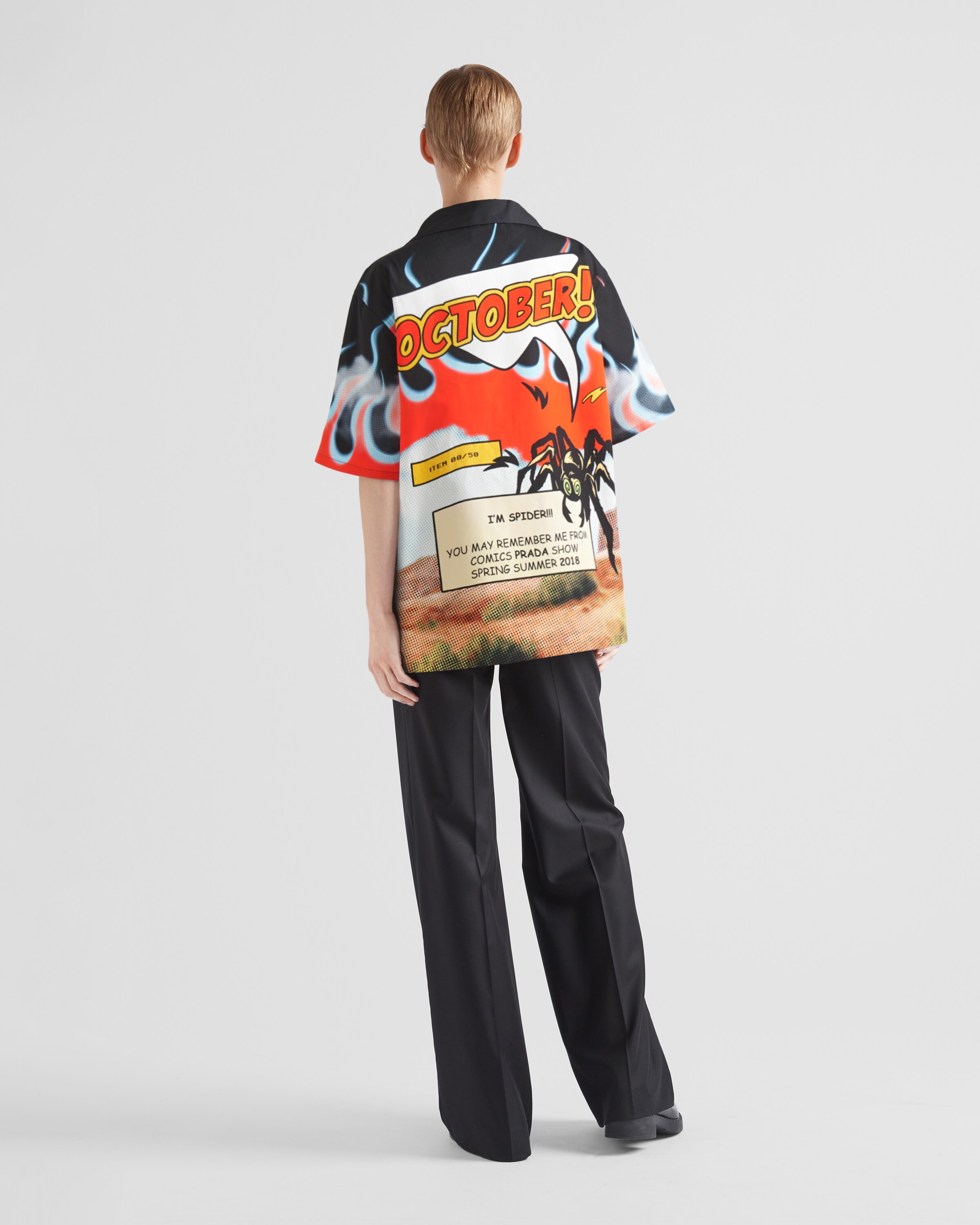 Black Timecapsule Printed Cotton Shirt PRADA