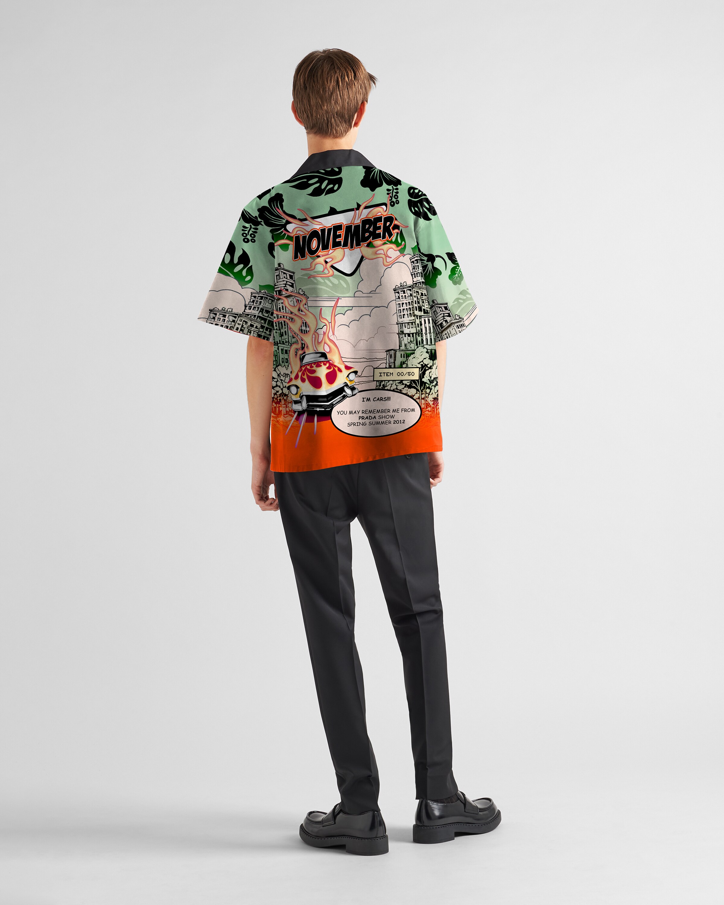 Water/orange Timecapsule Printed Cotton Shirt | PRADA - Canada
