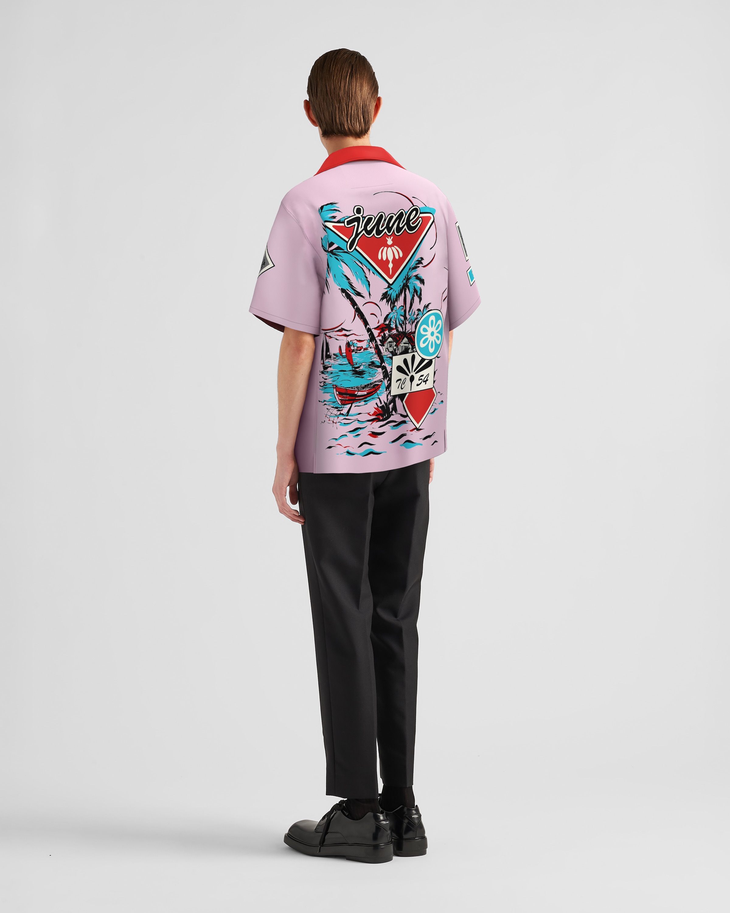 Alabaster Pink Timecapsule Printed Cotton Shirt | PRADA - United