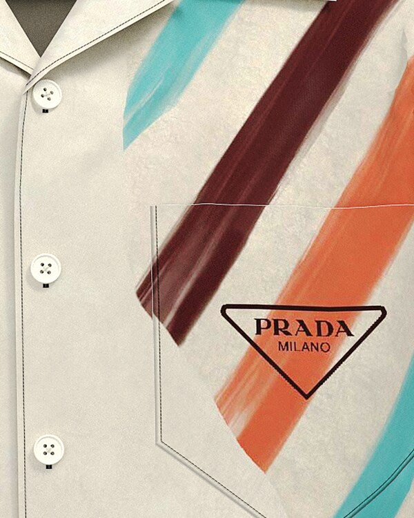 Camicia Timecapsule in cotone stampato - Sabbia/Corallo Camicia Timecapsule in cotone stampato - Sabbia/Corallo