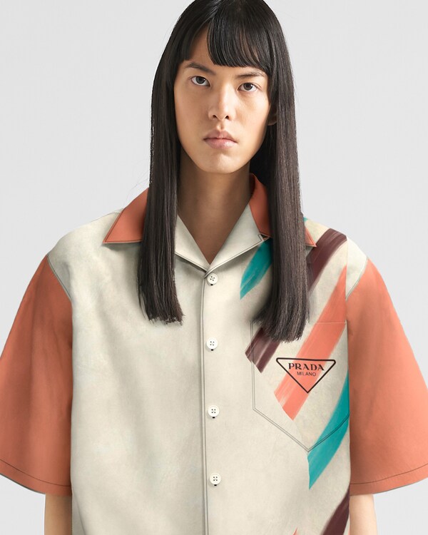 Camicia Timecapsule in cotone stampato - Sabbia/Corallo Camicia Timecapsule in cotone stampato - Sabbia/Corallo