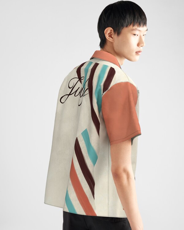 Camicia Timecapsule in cotone stampato - Sabbia/Corallo Camicia Timecapsule in cotone stampato - Sabbia/Corallo