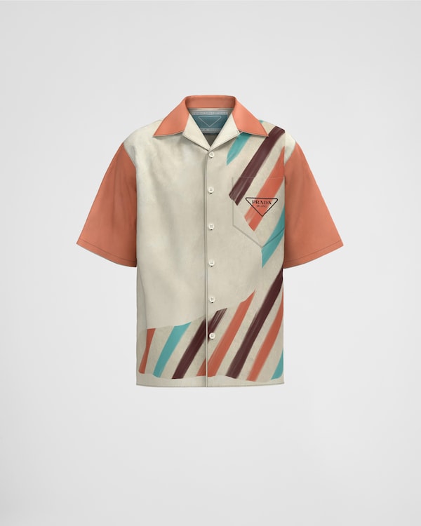 Camicia Timecapsule in cotone stampato - Sabbia/Corallo Camicia Timecapsule in cotone stampato - Sabbia/Corallo