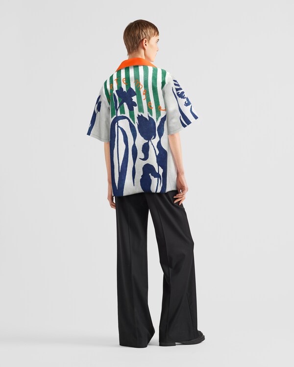 タイムカプセル プリントコットン シャツ - ホワイト/ブルー タイムカプセル プリントコットン シャツ - ホワイト/ブルー