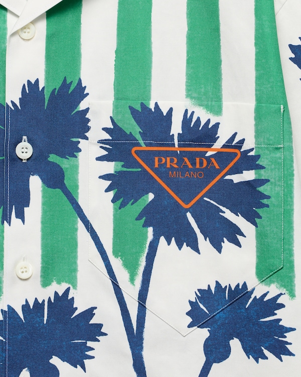 タイムカプセル プリントコットン シャツ - ホワイト/ブルー タイムカプセル プリントコットン シャツ - ホワイト/ブルー