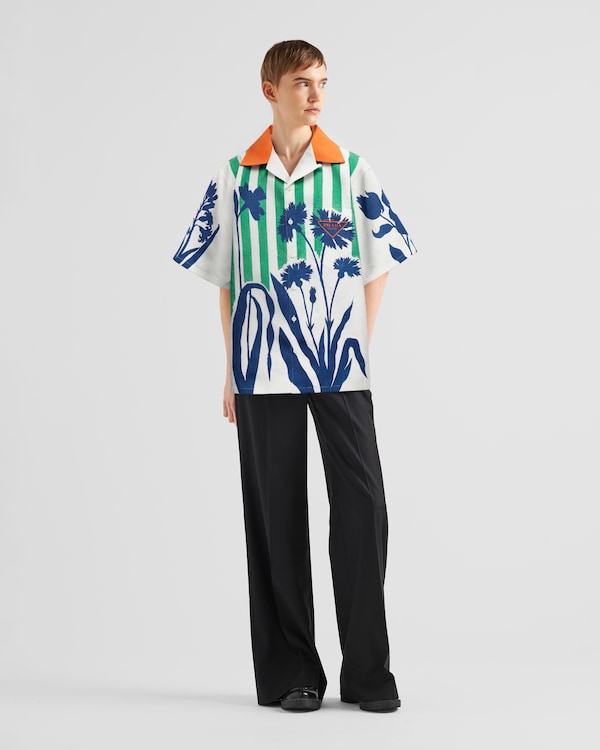 タイムカプセル プリントコットン シャツ - ホワイト/ブルー タイムカプセル プリントコットン シャツ - ホワイト/ブルー