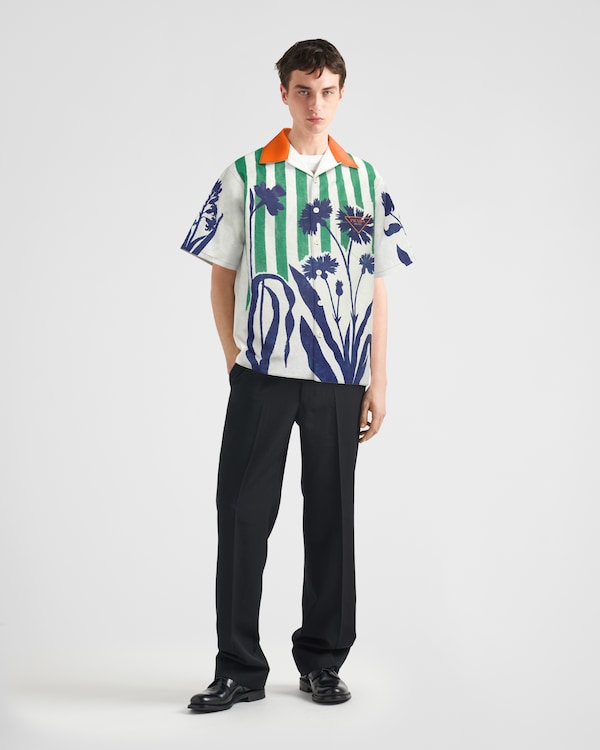 タイムカプセル プリントコットン シャツ - ホワイト/ブルー タイムカプセル プリントコットン シャツ - ホワイト/ブルー