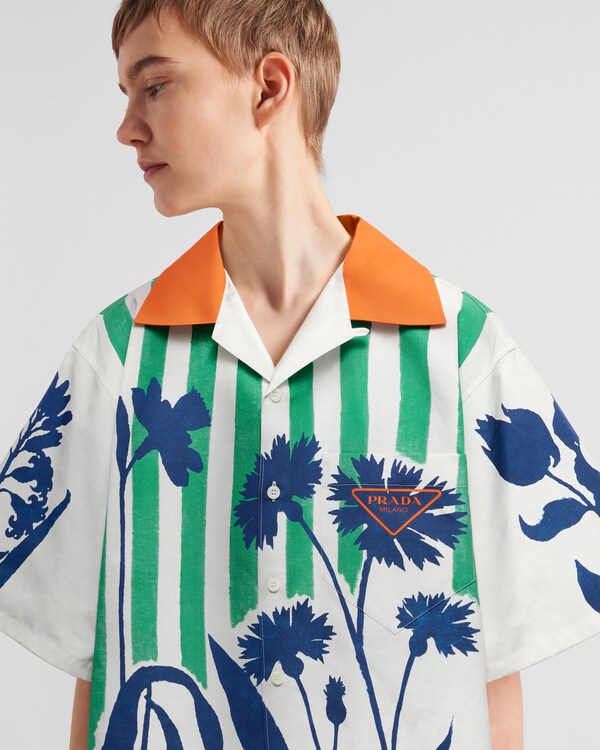 タイムカプセル プリントコットン シャツ - ホワイト/ブルー タイムカプセル プリントコットン シャツ - ホワイト/ブルー