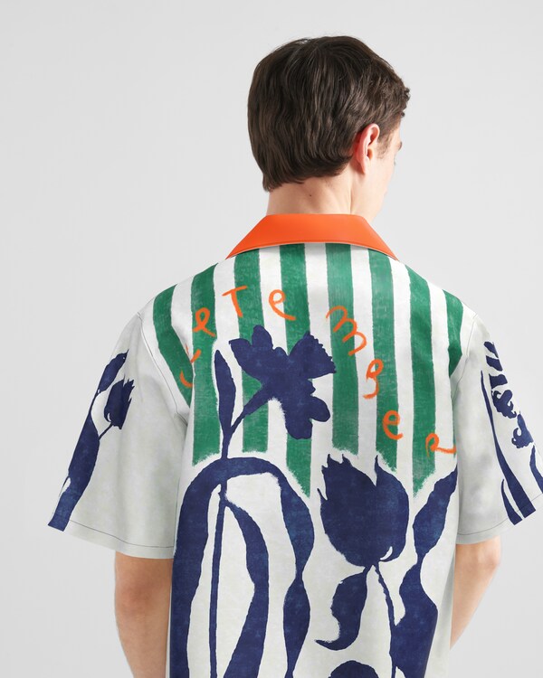 タイムカプセル プリントコットン シャツ - ホワイト/ブルー タイムカプセル プリントコットン シャツ - ホワイト/ブルー