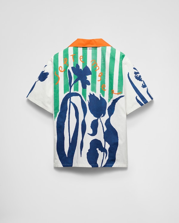 タイムカプセル プリントコットン シャツ - ホワイト/ブルー タイムカプセル プリントコットン シャツ - ホワイト/ブルー