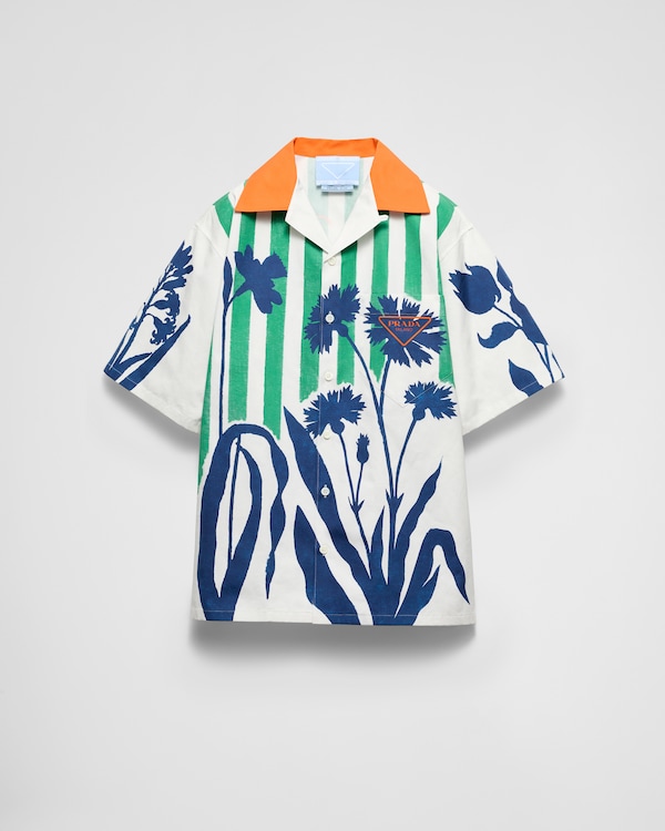 タイムカプセル プリントコットン シャツ - ホワイト/ブルー タイムカプセル プリントコットン シャツ - ホワイト/ブルー