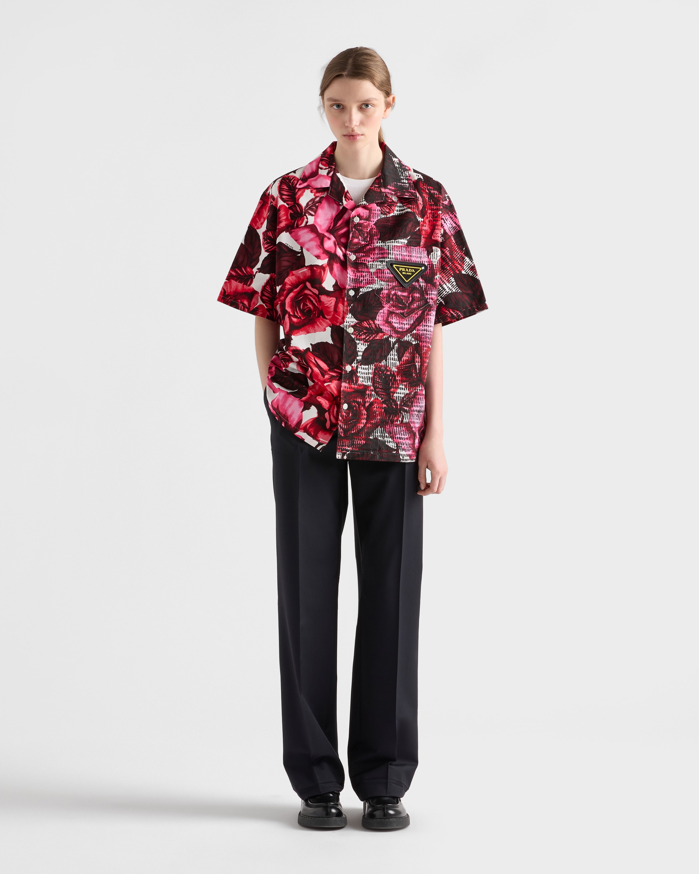 Pink Timecapsule printed cotton shirt | PRADA