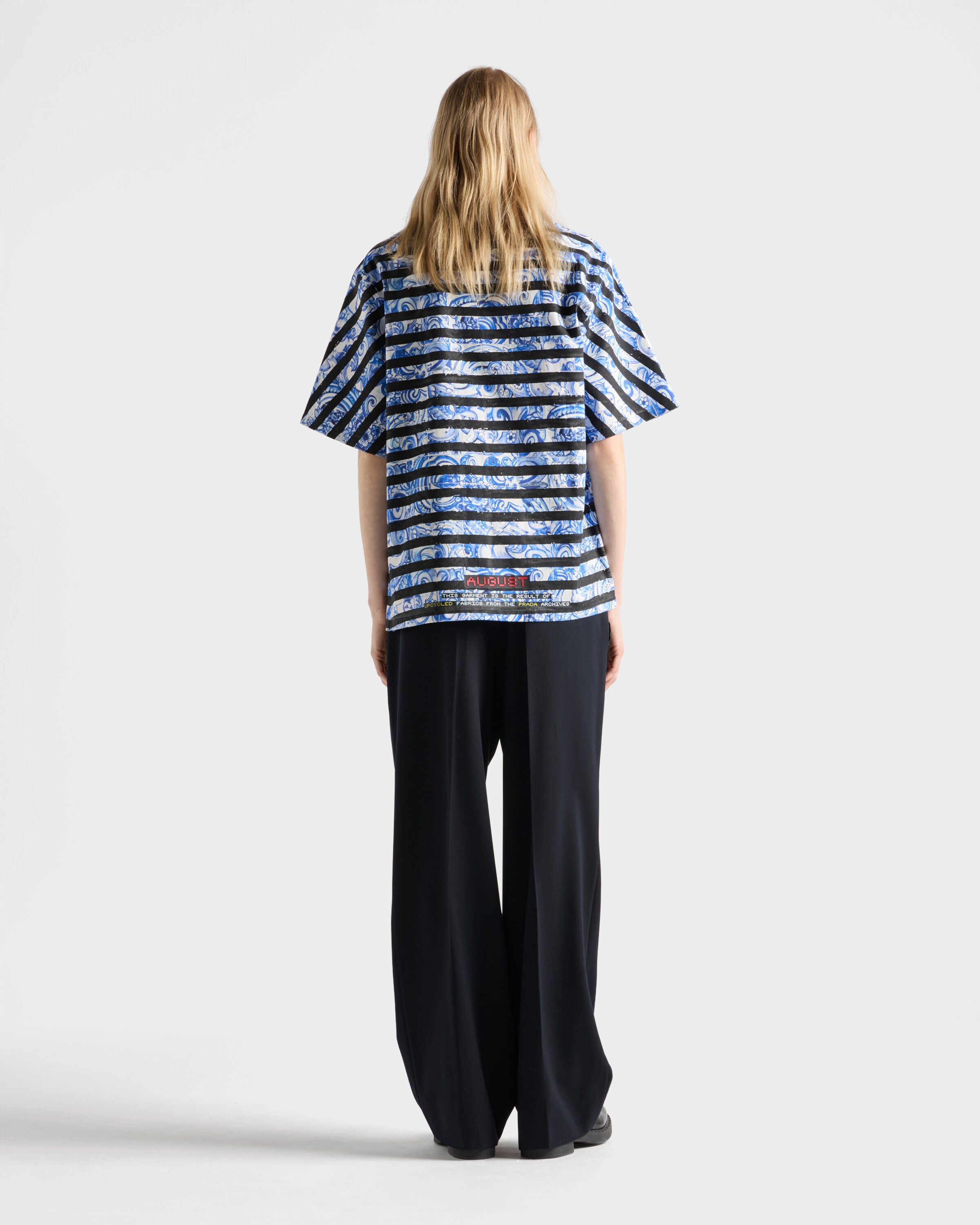 Periwinkle Blue Timecapsule printed cotton shirt | PRADA - United