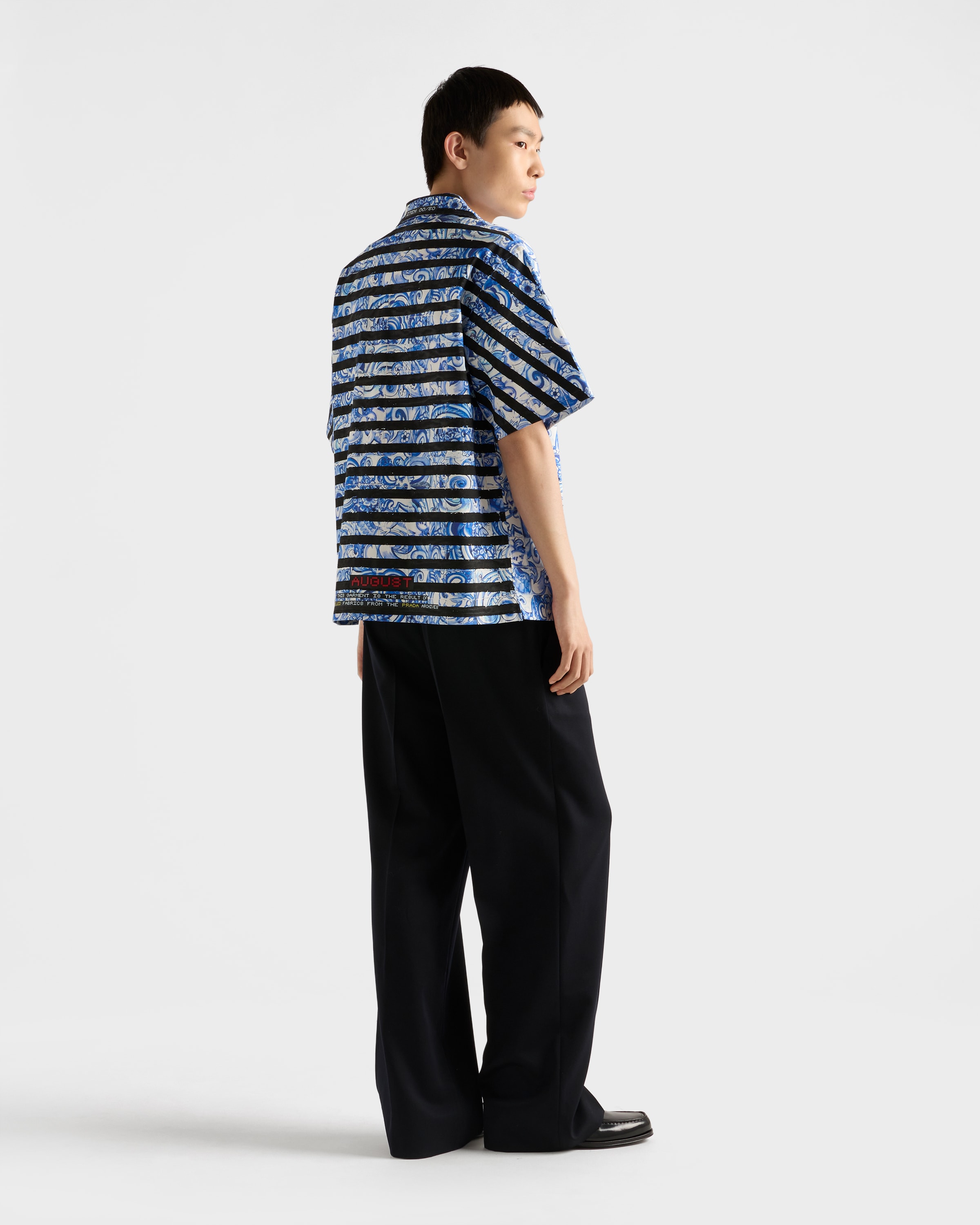 Periwinkle Blue Timecapsule printed cotton shirt | PRADA - United 