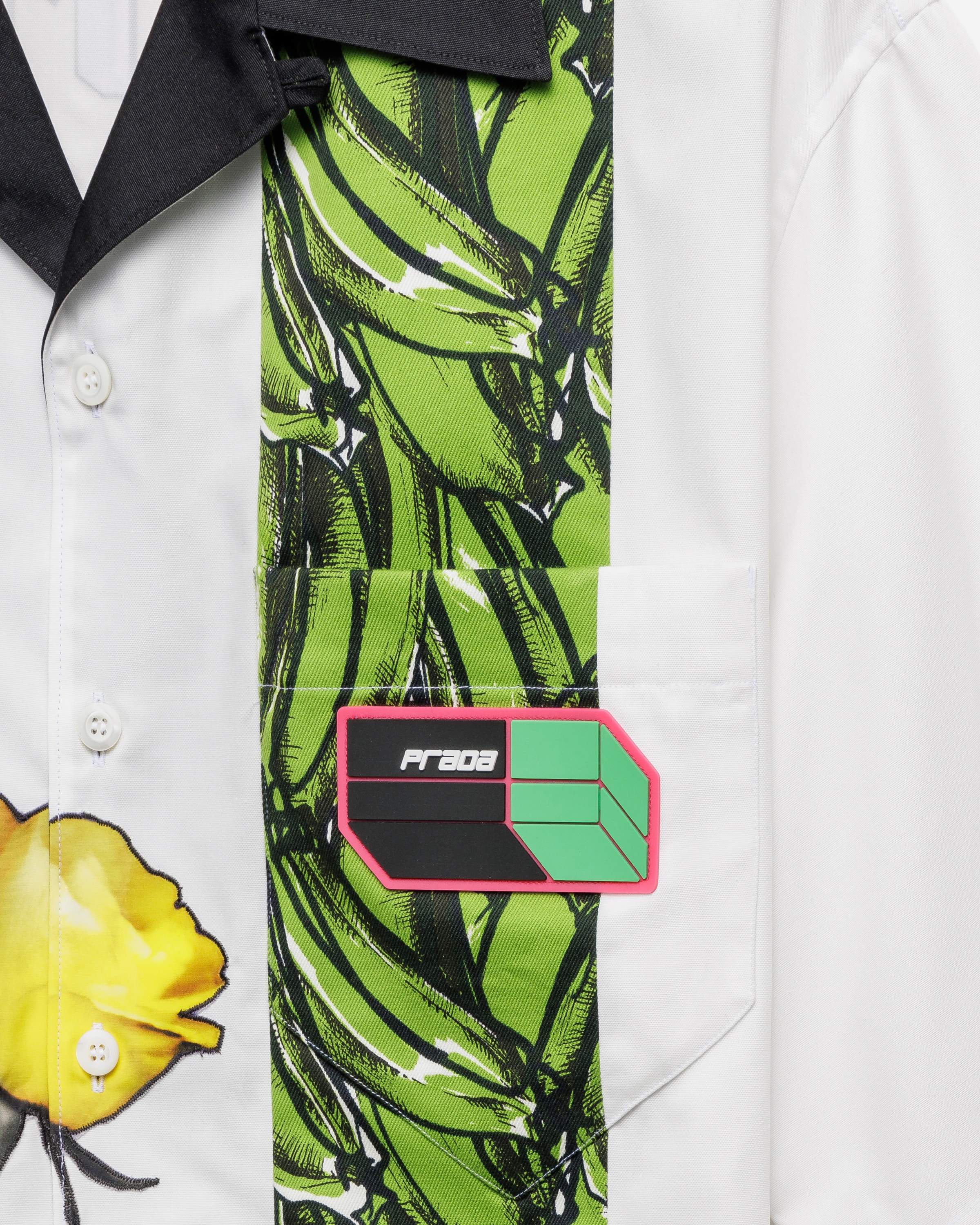 ホワイト タイムカプセル プリントテクニカルコットン シャツ | PRADA