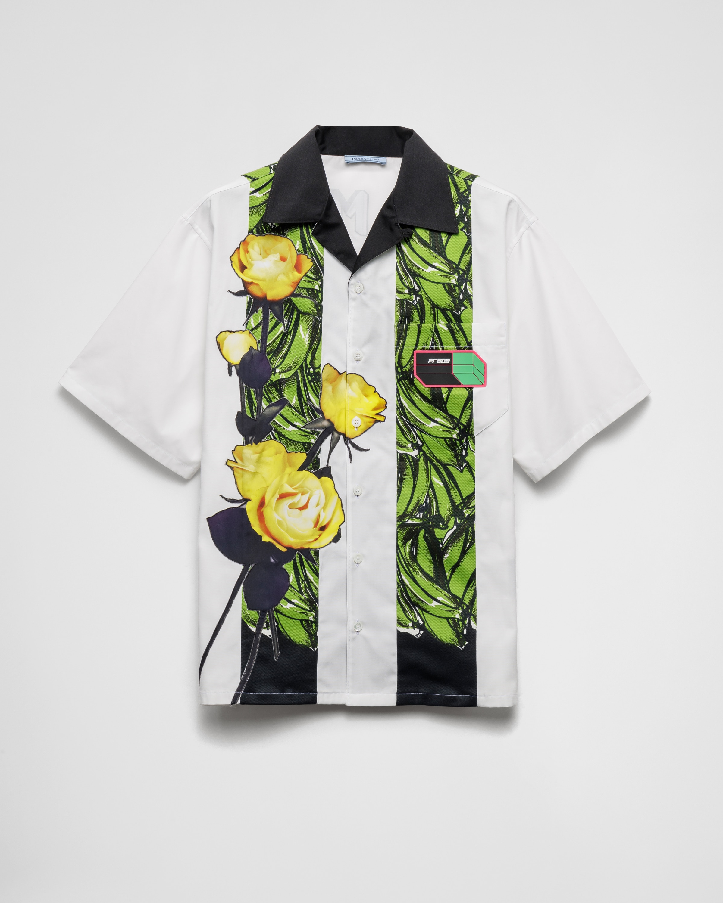 White Timecapsule Printed Technical Cotton Shirt | PRADA