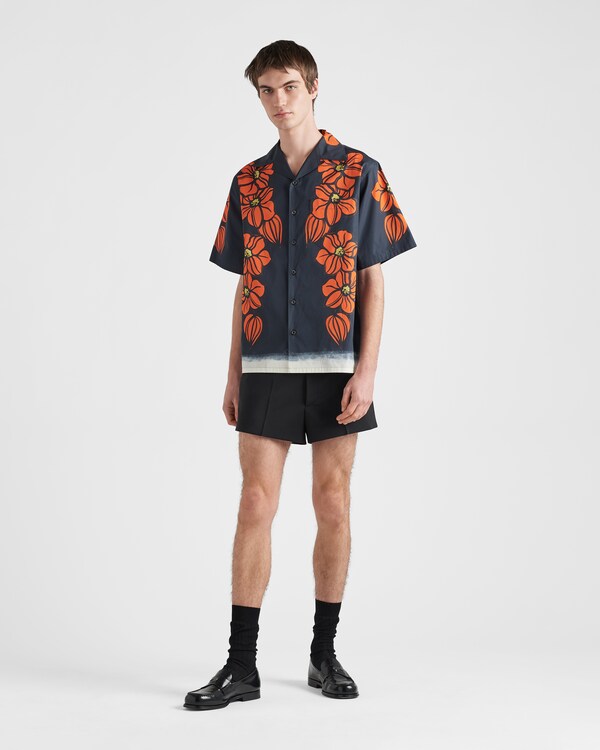 Prada ruffle short sleeve shirt, black, 8