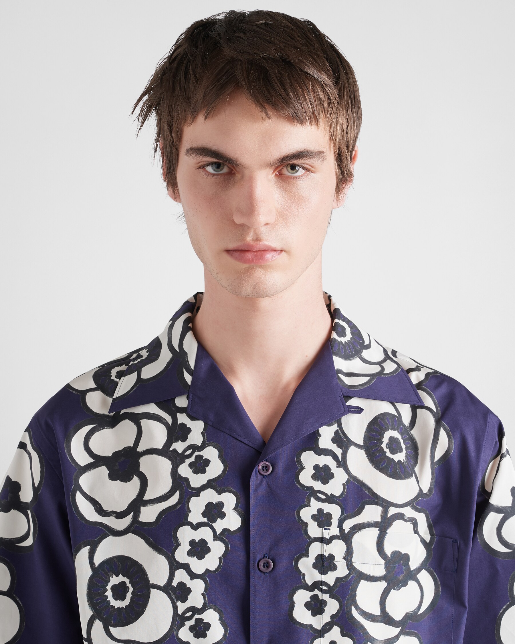 Prada 25 Long Shirt Blue Cotton