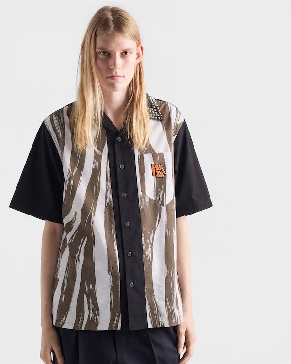 Timecapsule printed cotton shirt with studs - Black Timecapsule printed cotton shirt with studs - Black