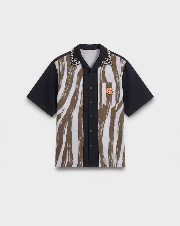 Timecapsule printed cotton shirt with studs - Black Timecapsule printed cotton shirt with studs - Black