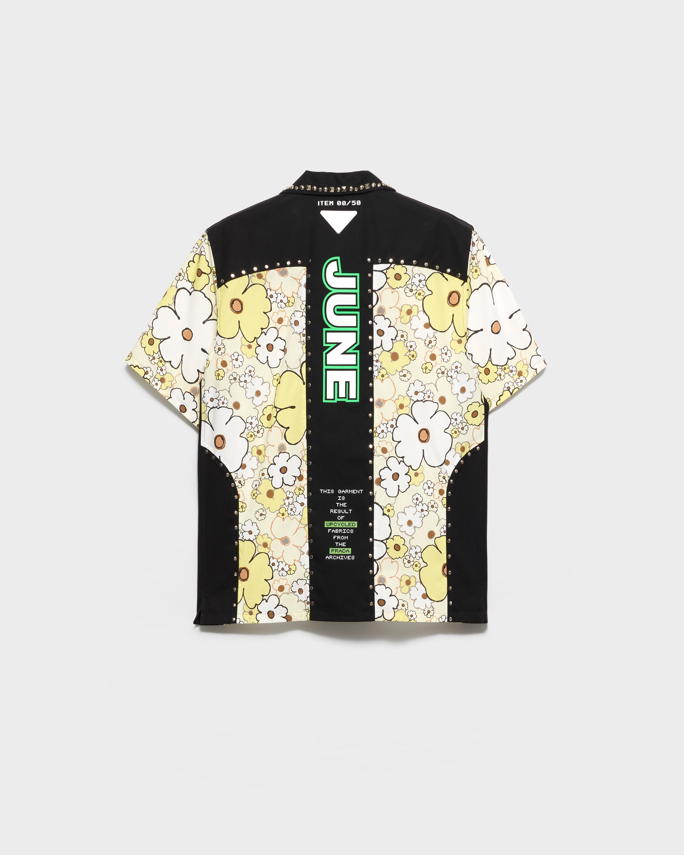 Black Timecapsule printed cotton shirt with studs | PRADA - United