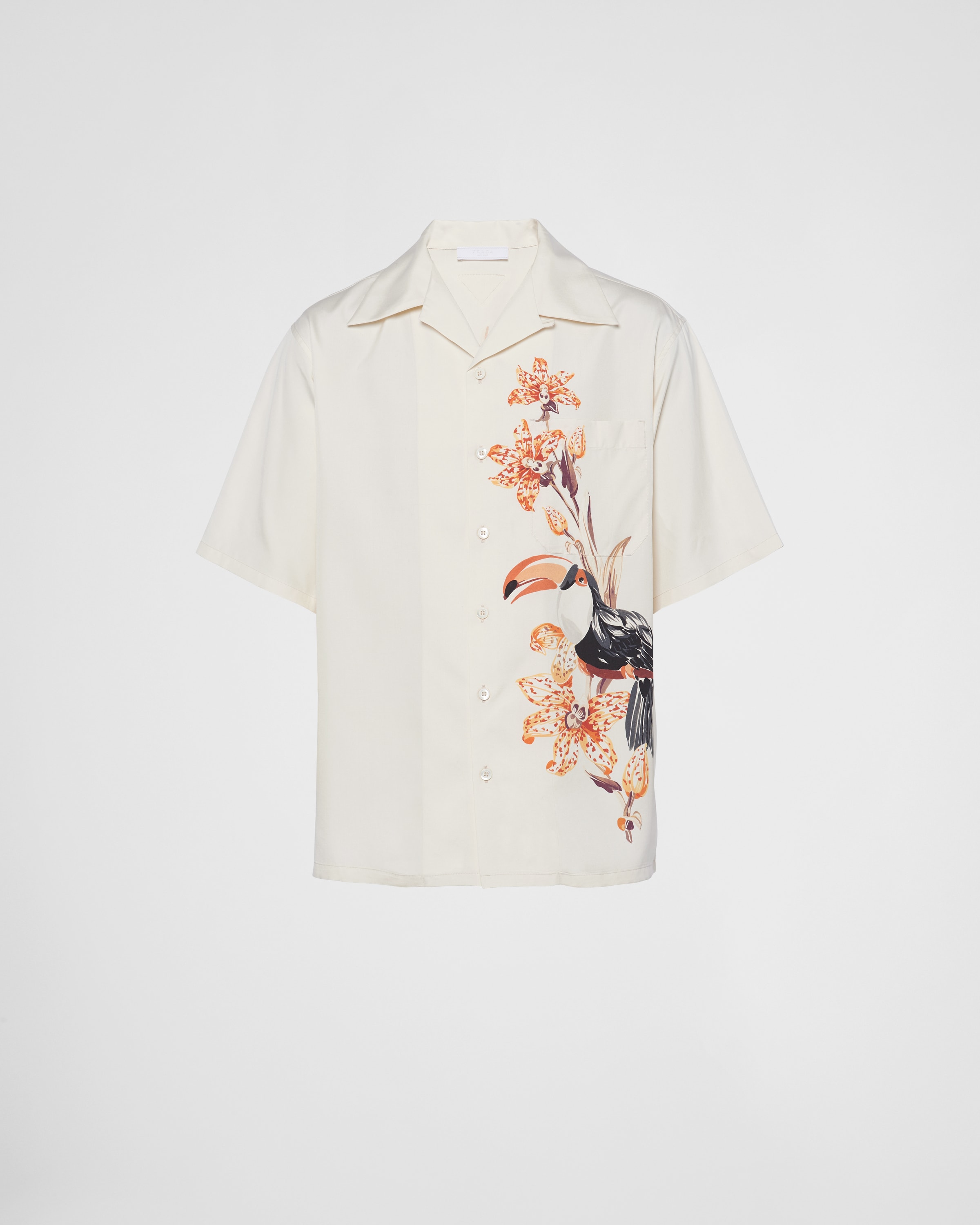 Prada Graphic-print Silk Shirt In Neutrals | ModeSens 