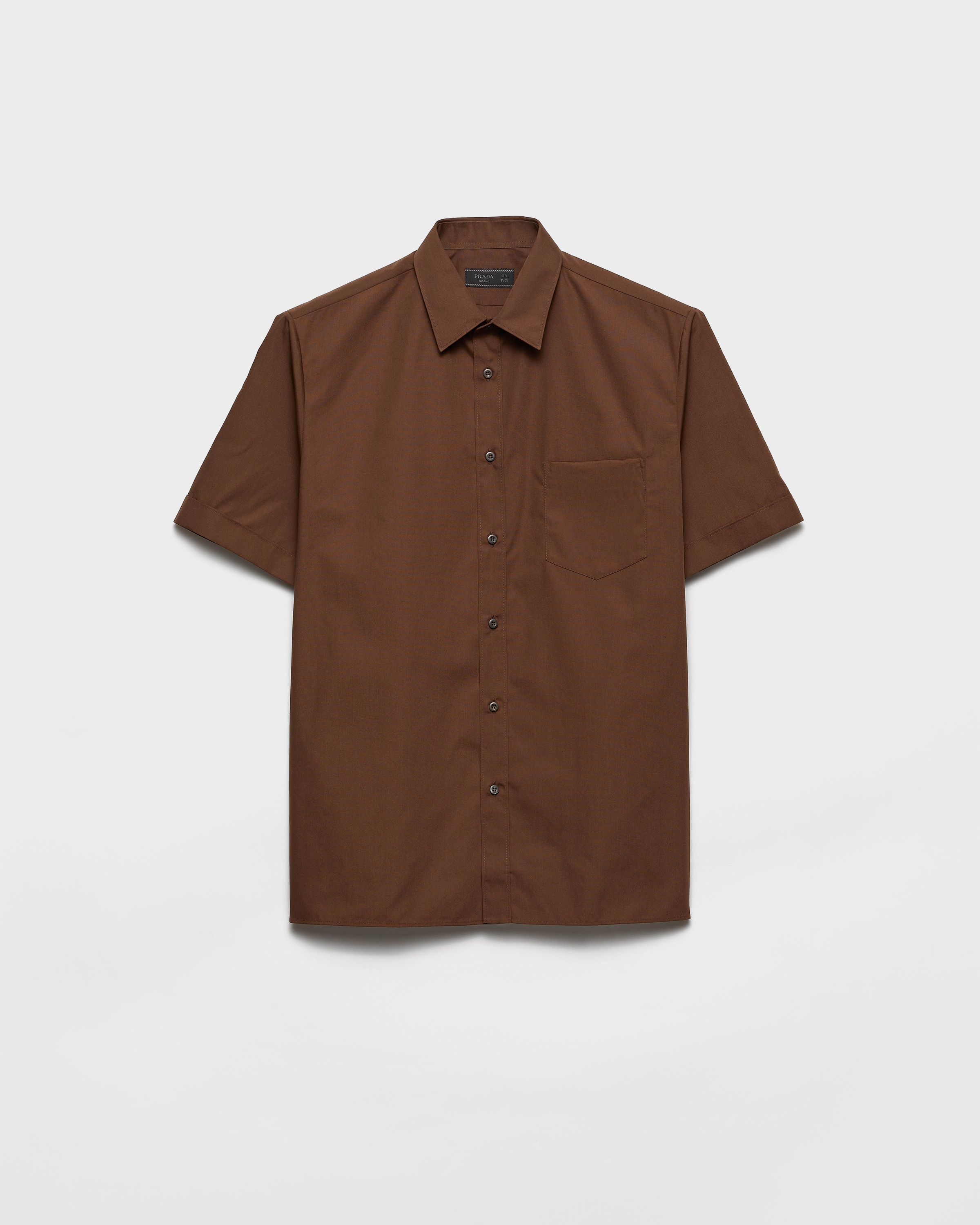 Prada Short-sleeved Cotton Blend Shirt In Brown