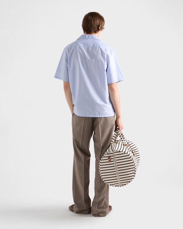 Striped cotton bowling shirt - Blue/White Striped cotton bowling shirt - Blue/White