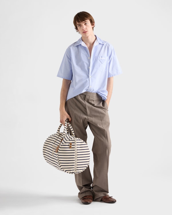 Striped cotton bowling shirt - Blue/White Striped cotton bowling shirt - Blue/White