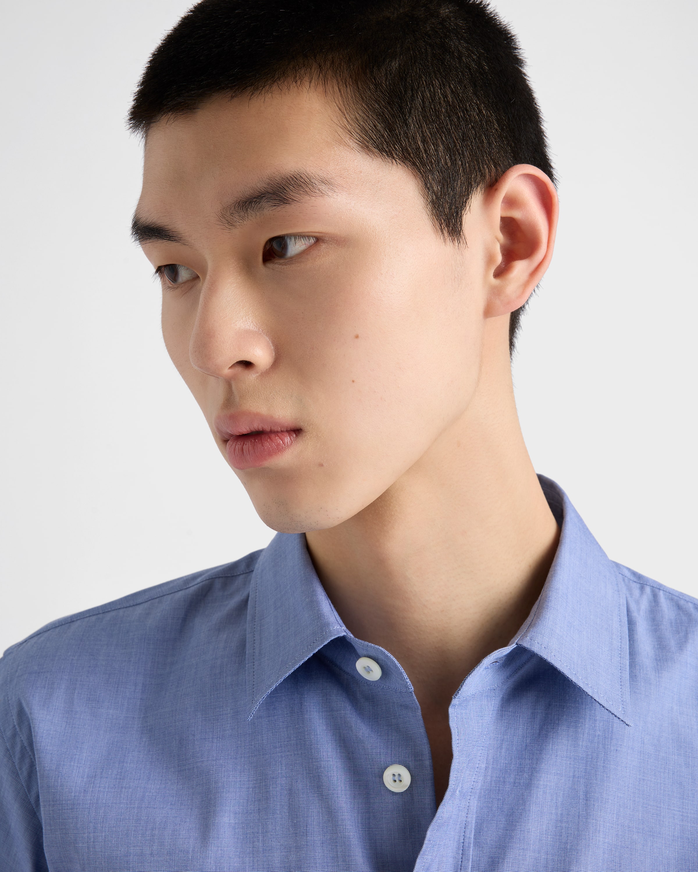 PRADA ネイビー 半袖シャツ　Lサイズ ネイビー 半袖 コットン シャツ | PRADA