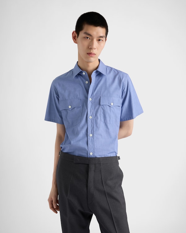 Short-sleeved cotton shirt - Navy Short-sleeved cotton shirt - Navy