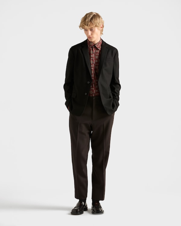 Short-sleeved printed silk shirt - Amaranth Red/Maize Yellow Short-sleeved printed silk shirt - Amaranth Red/Maize Yellow