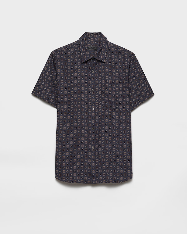 Short-sleeved printed silk shirt - Smoky Gray Short-sleeved printed silk shirt - Smoky Gray