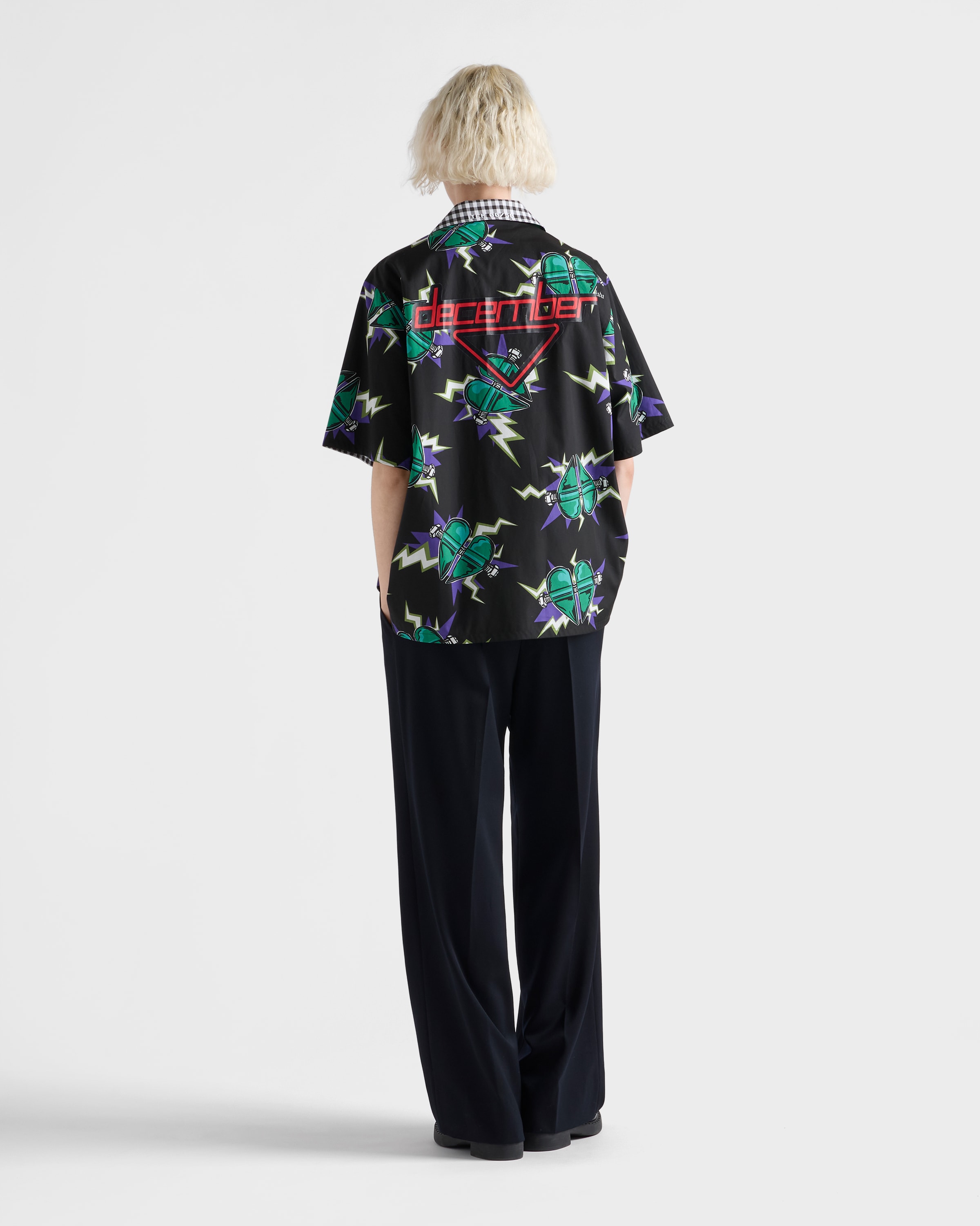 Emerald Green Timecapsule Printed Cotton Shirt | PRADA