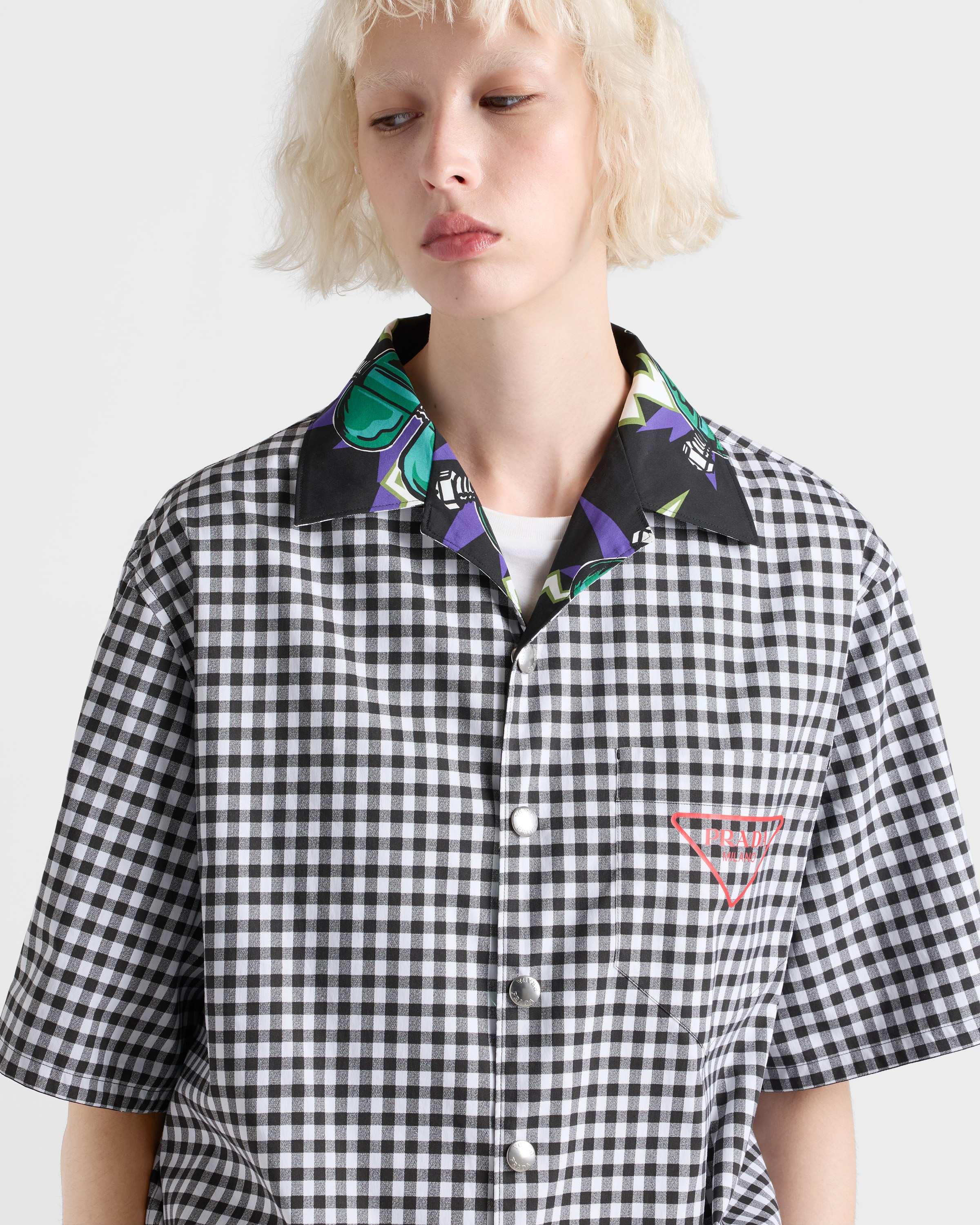 Emerald Green Timecapsule Printed Cotton Shirt | PRADA