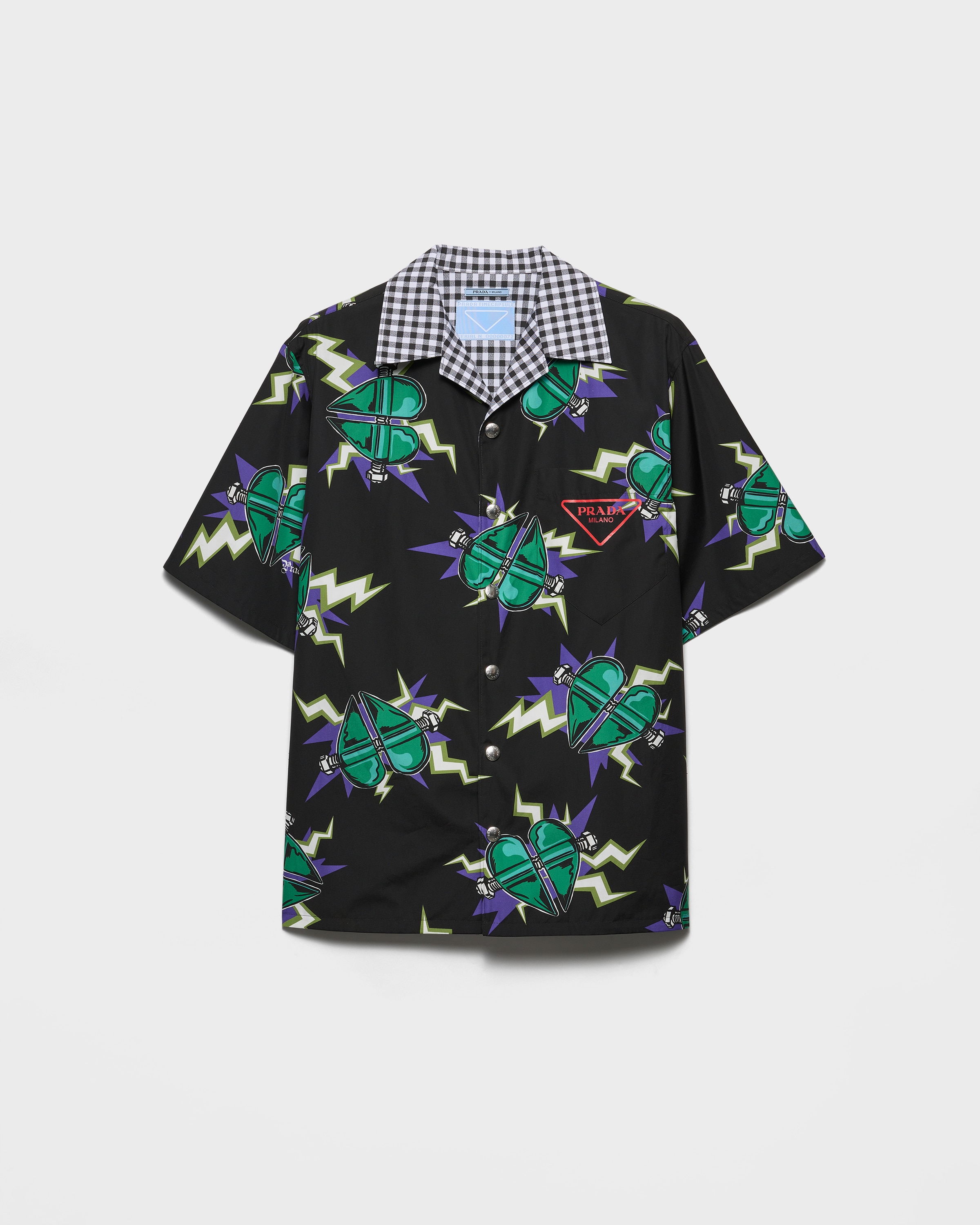 Emerald Green Timecapsule Printed Cotton Shirt | PRADA