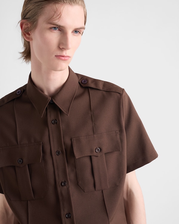Short-sleeved technical fabric shirt - Cocoa Brown Short-sleeved technical fabric shirt - Cocoa Brown