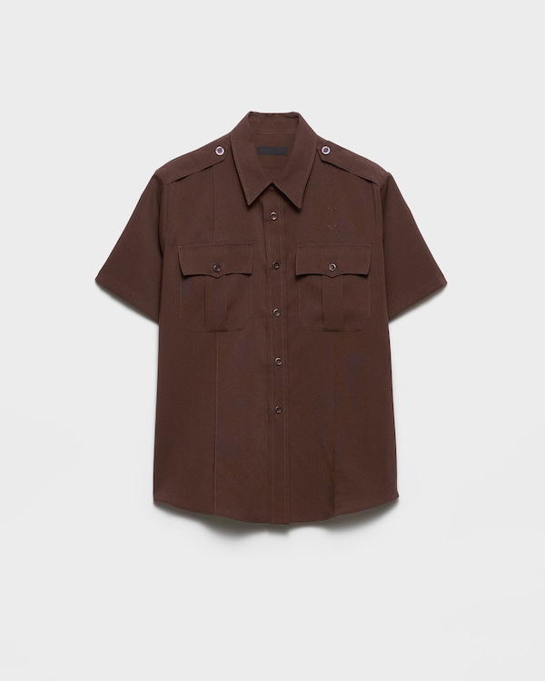 Short-sleeved technical fabric shirt - Cocoa Brown Short-sleeved technical fabric shirt - Cocoa Brown