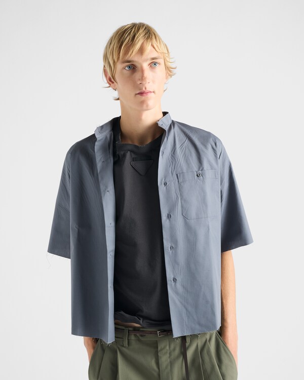 Short-sleeved cotton blend shirt - Aviation Blue Short-sleeved cotton blend shirt - Aviation Blue