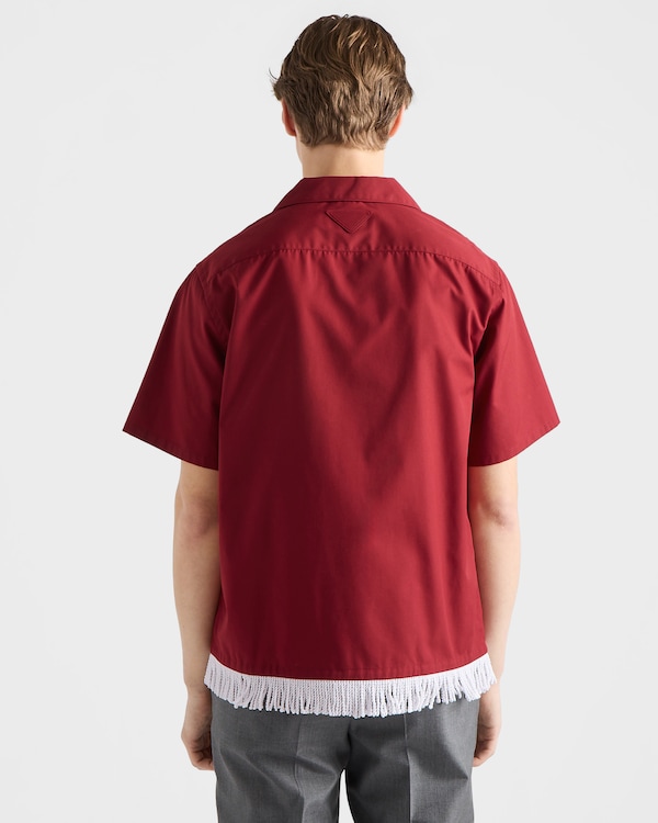 Cotton blend fringed bowling shirt - Ruby Red Cotton blend fringed bowling shirt - Ruby Red