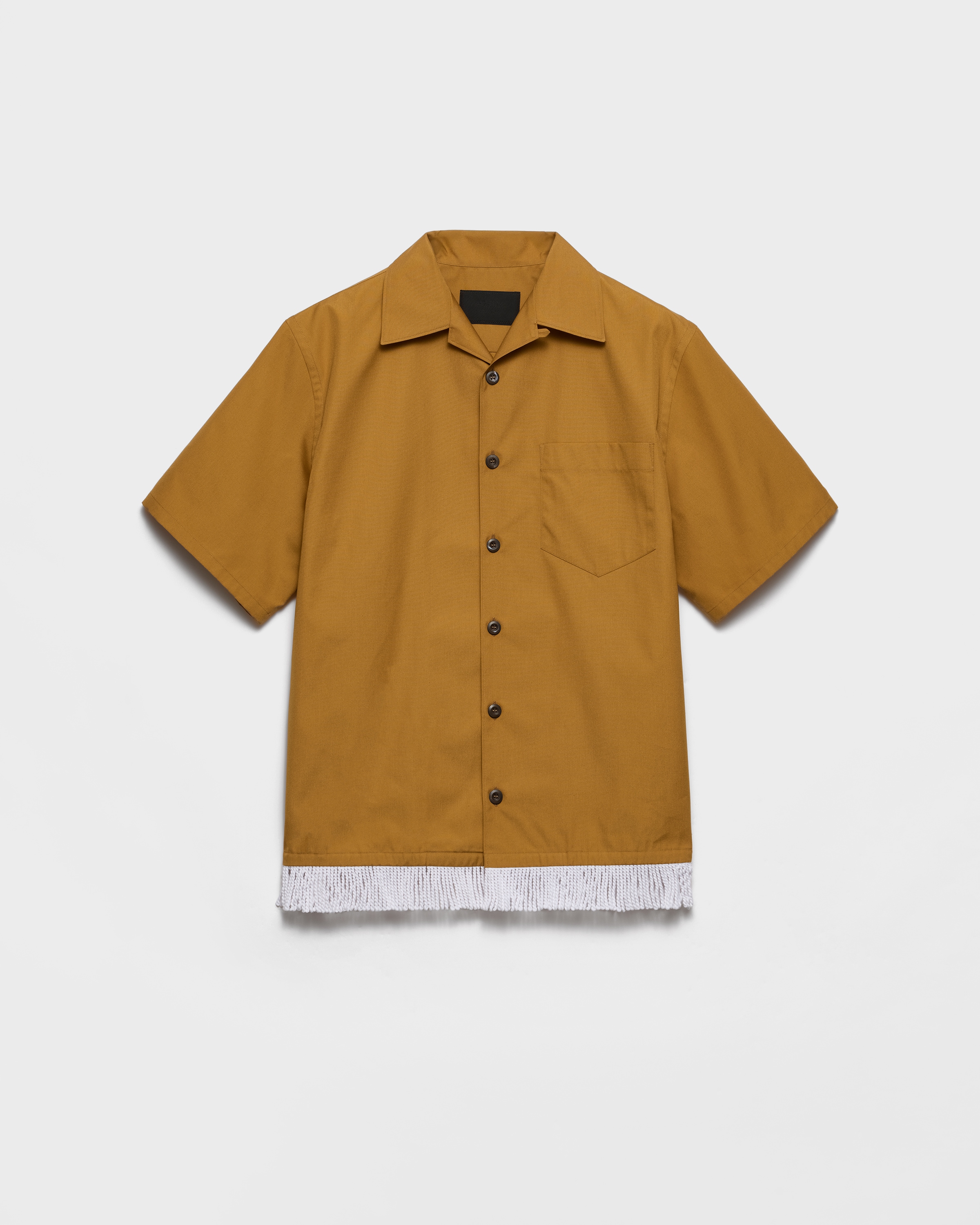 Topaz Cotton Blend Fringed Bowling Shirt | PRADA - United States