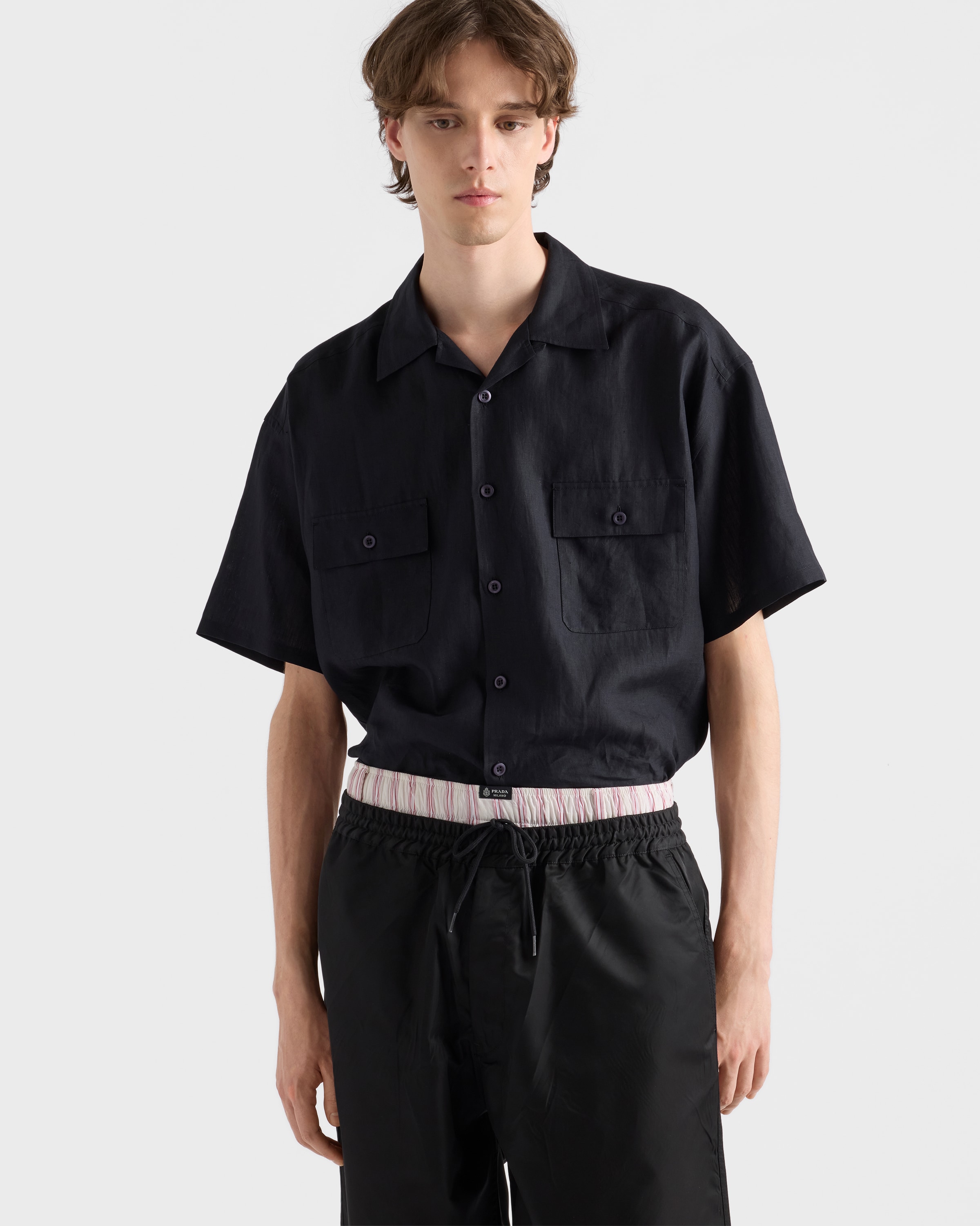 Black Linen shirt | PRADA - United States