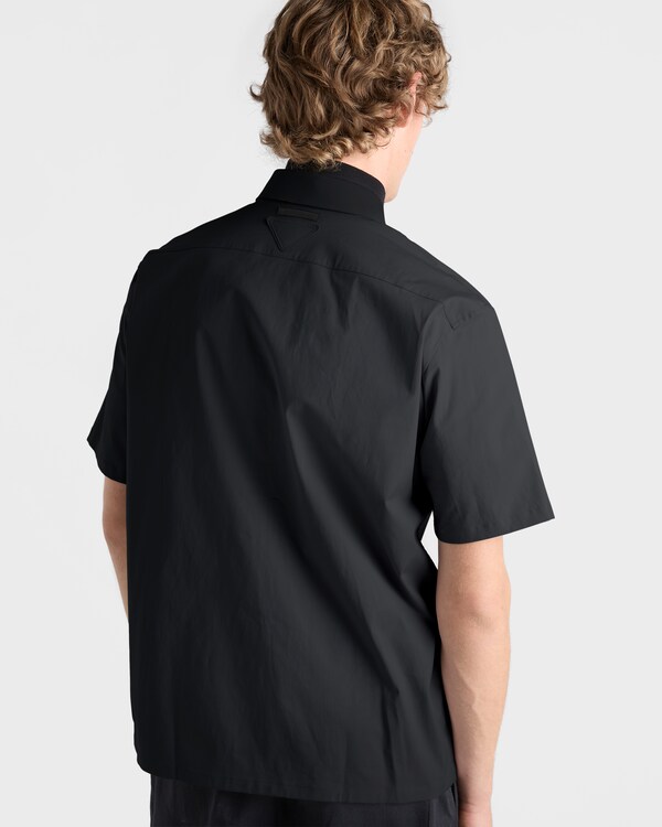 Short-sleeved stretch cotton shirt - Black Short-sleeved stretch cotton shirt - Black