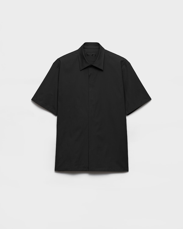 Short-sleeved stretch cotton shirt - Black Short-sleeved stretch cotton shirt - Black